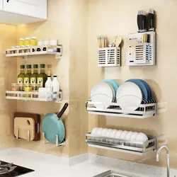 Shelves for dishes in the kitchen photo