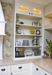 Photo of a kitchen shelf with doors