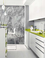 Modern white wallpaper for the kitchen photo