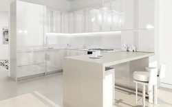 Modern white wallpaper for the kitchen photo