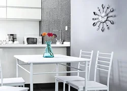 Modern white wallpaper for the kitchen photo