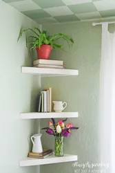 Flower shelves in the bedroom photo