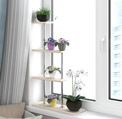 Shelf on the windowsill in the kitchen photo