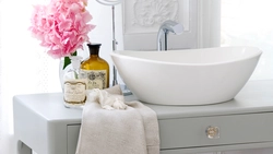 Bathroom Accessories With Flowers Photo