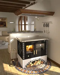 Wood-burning kitchen stove photo