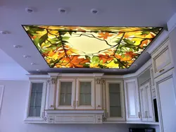 Фото потолок из стекла на кухне
