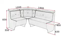 Dimensions of the kitchen corner for the kitchen photo