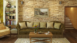 Wallpaper with stone in the living room photo