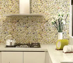 Wallpaper instead of tiles in the kitchen photo