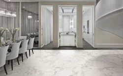 White marble tiles in the kitchen photo