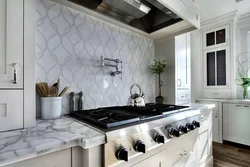 White marble tiles in the kitchen photo