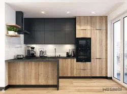 White Kitchen With Dark Wood Photo