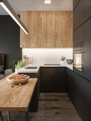 White kitchen with dark wood photo