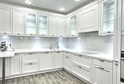 White corner kitchens with photo dimensions