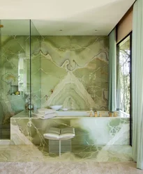 Bathroom tiles photo green marble