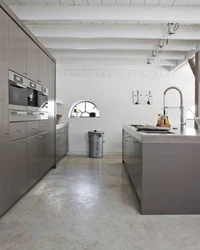 Concrete tiles in the kitchen photo