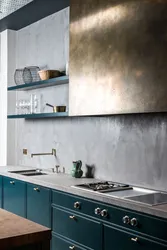 Concrete tiles in the kitchen photo