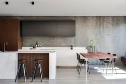Concrete tiles in the kitchen photo