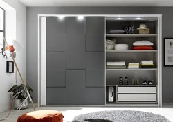 Шкаф в спальню серого цвета фото