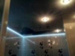 Photo of a floating stretch ceiling in the bathroom
