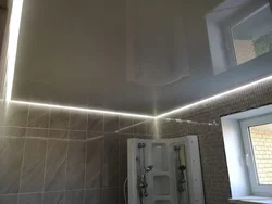 Photo of a floating stretch ceiling in the bathroom