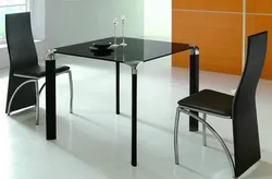 Стеклянный стол черный для кухни фото