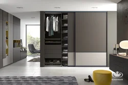 Gray wardrobes in the hallway photo