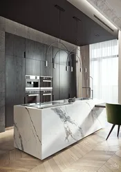 Kitchen white marble and wood photo