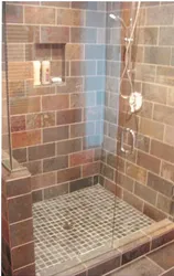 Brick shower in the bathroom photo