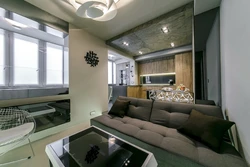 Studio living room design with balcony photo