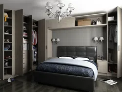 Wardrobes and wallpaper in the bedroom photo