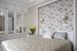 Wardrobes and wallpaper in the bedroom photo