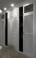 Built-in wardrobe in the hallway white photo