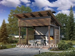 Summer kitchen with pitched roof photo