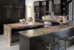 Photo of black artificial stone in the kitchen