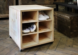 Bedside table in the hallway made of wood photo