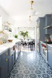 Blue kitchen floor tiles photo