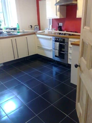 Blue kitchen floor tiles photo