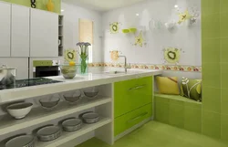 Green kitchen tiles photo