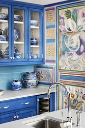 Blue kitchen tiles photo