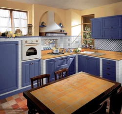 Blue kitchen tiles photo