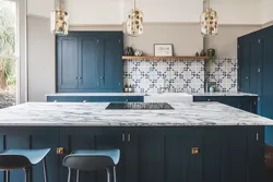 Blue kitchen tiles photo