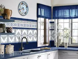 Blue kitchen tiles photo