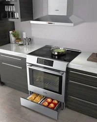 Electric stove with oven in the kitchen photo