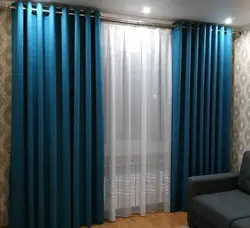 Curtains with tape for the living room photo