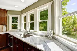 Kitchen With French Window Design Photo