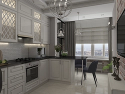 Kitchen with French window design photo