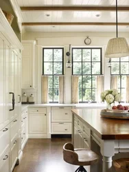 Kitchen With French Window Design Photo