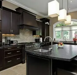 Black And Brown Kitchens In The Interior Photo