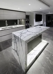 Black marble in the kitchen interior photo